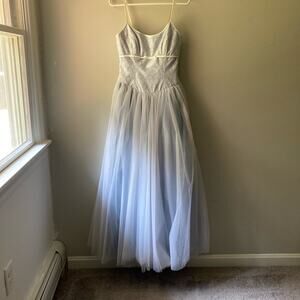 Alfred Angelo Vintage 90s Cinderella Ball Gown Blue Lace Coquette Dress size 10